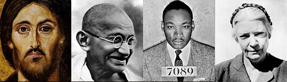 Picture of Jesus, Gandhi, Dr. King, and Dorothy Day