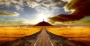 Road leading to a cross