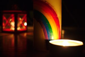 Candle with rainbow