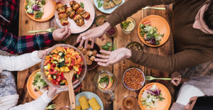People sharing food