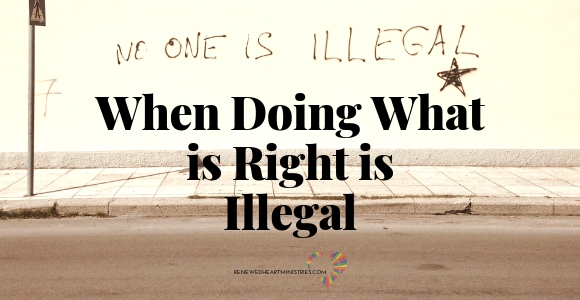 Picture of a wall with writing that says, "No one is illegal."