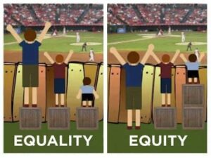 picture of different people looking over a fence
