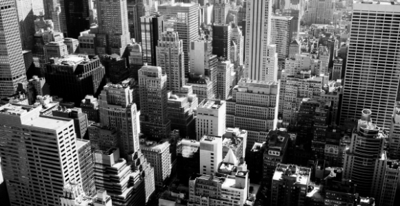 city scape in black and white